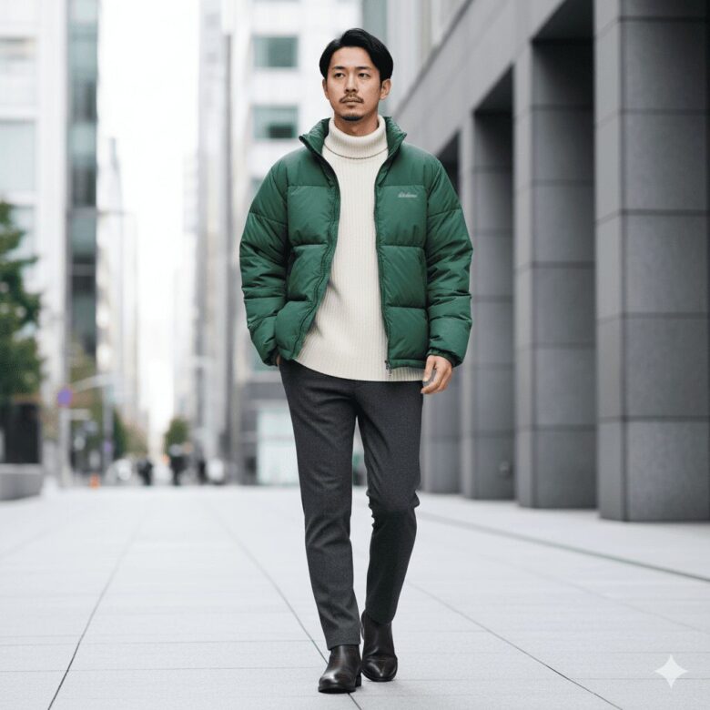 エディーバウアーのダウンはダサい?のコーデ術①(イメージ画像)