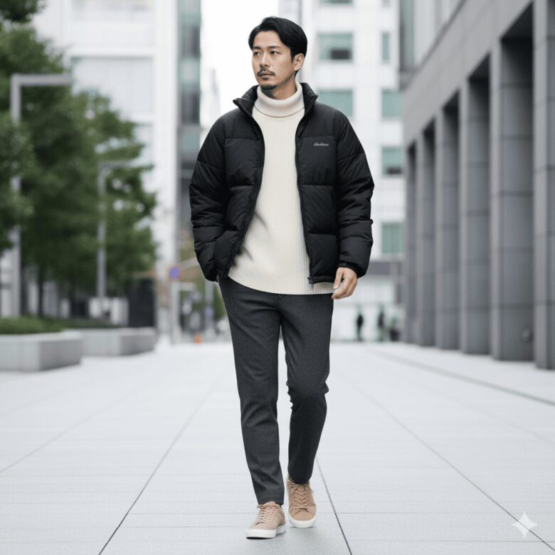 エディーバウアーのダウンはダサい?のコーデ術②(イメージ画像)