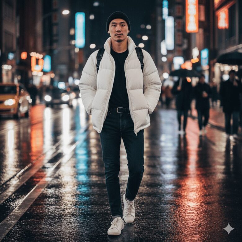 メンズの白いダウンコーデ術②(イメージ画像)