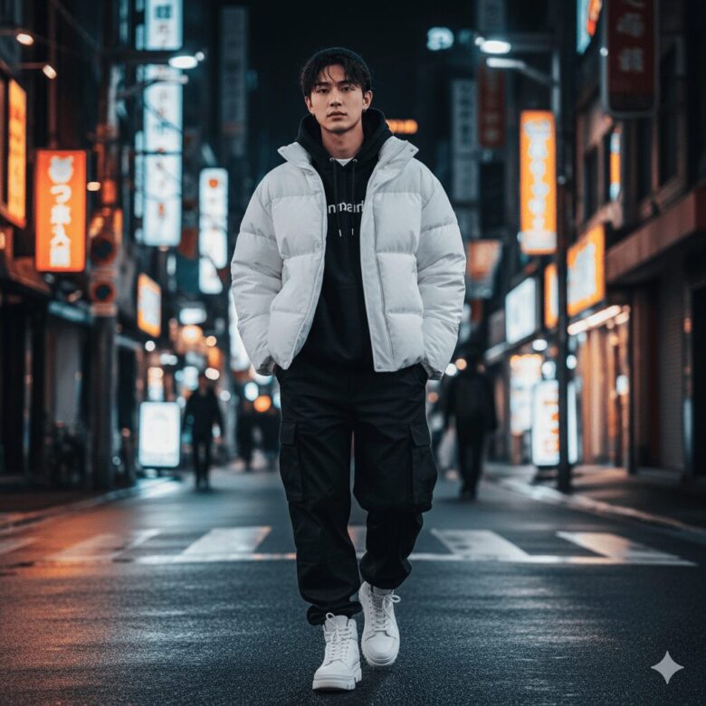 メンズの白いダウンコーデ術③(イメージ画像)