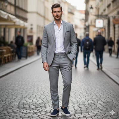 スーツにスニーカーコーデ術②（イメージ画像）
