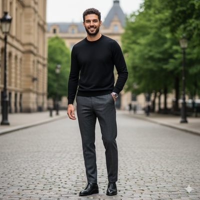 メンズのチェックパンツコーデ術①（イメージ画像）