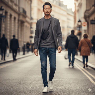 メンズのスマホポーチコーデ術③(イメージ画像)