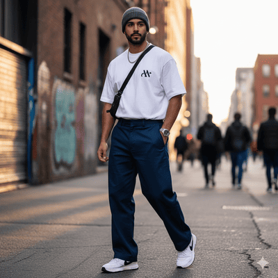 メンズのネイビーチノパンコーデ術②（イメージ画像）