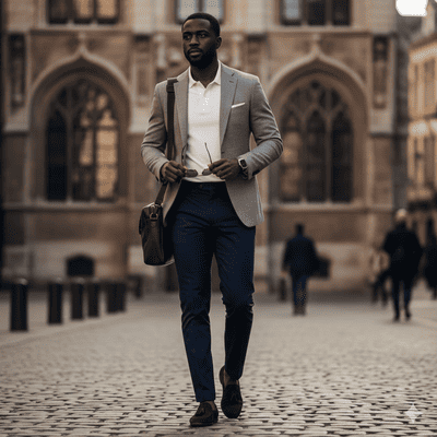 メンズのネイビーチノパンコーデ術③（イメージ画像）