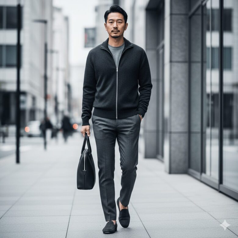 メンズのドライバーズニットのコーデ術