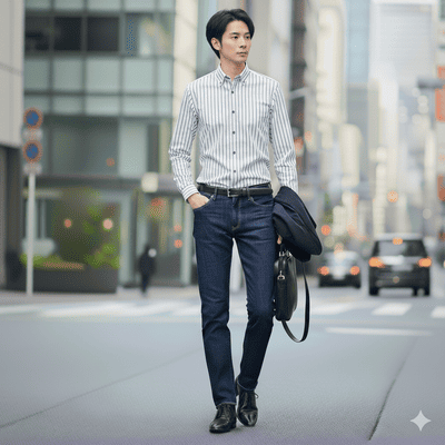 ジーンズにベルトコーデ術①イメージ画像