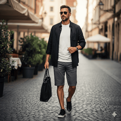 メンズの短パンおしゃれコーデ例