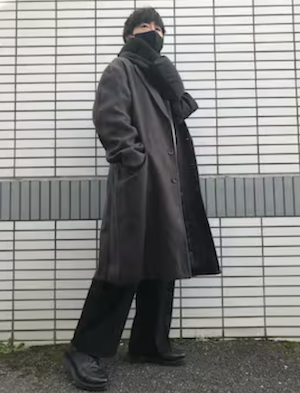 メンズのダウンマフラーのコーデ