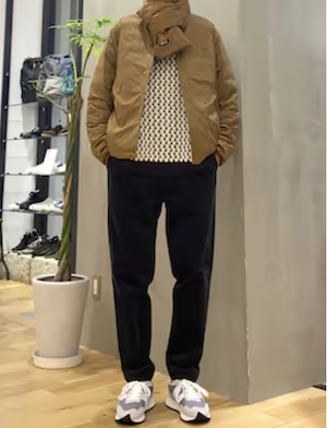 メンズのダウンマフラーのコーデ