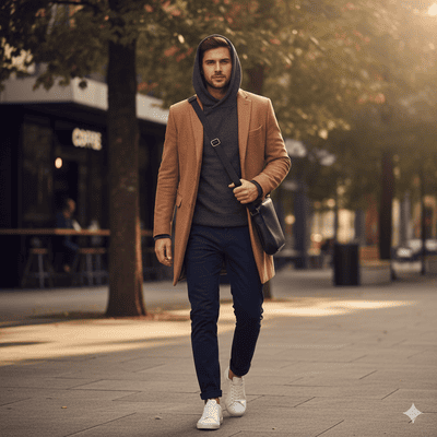 パーカーのフードをかぶる男性コーデ術②（イメージ画像）