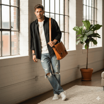 黒シャツにジーンズコーデ術②（イメージ画像）