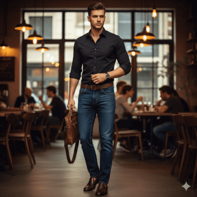 黒シャツにジーンズコーデ術③（イメージ画像）