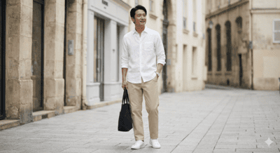 メンズのベージュチノパンコーデ術②（イメージ画像）