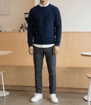 シャツの上にスウェットコーデ術①（イメージ画像）