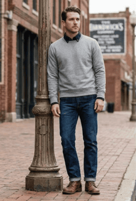 シャツの上にスウェットコーデ術②（イメージ画像）